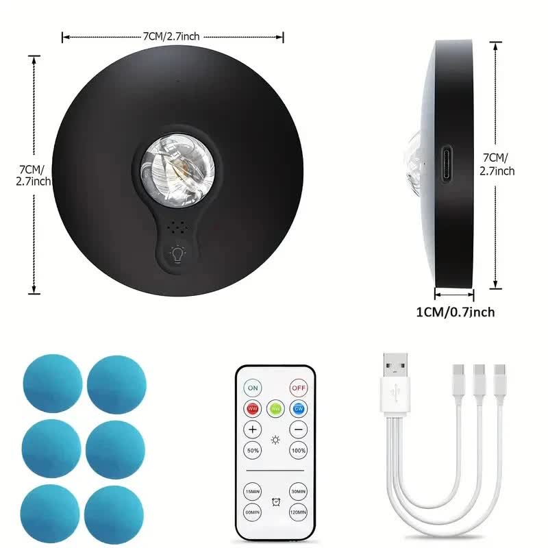 6 Lights LED Rechargeable Slim Cabinet Light, 2cm, Remote Control, Magnetic Mount - Image 8