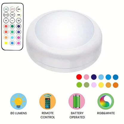 6 Pack RGBW LED Cabinet Lights, Remote Control, Battery Powered - Image 2