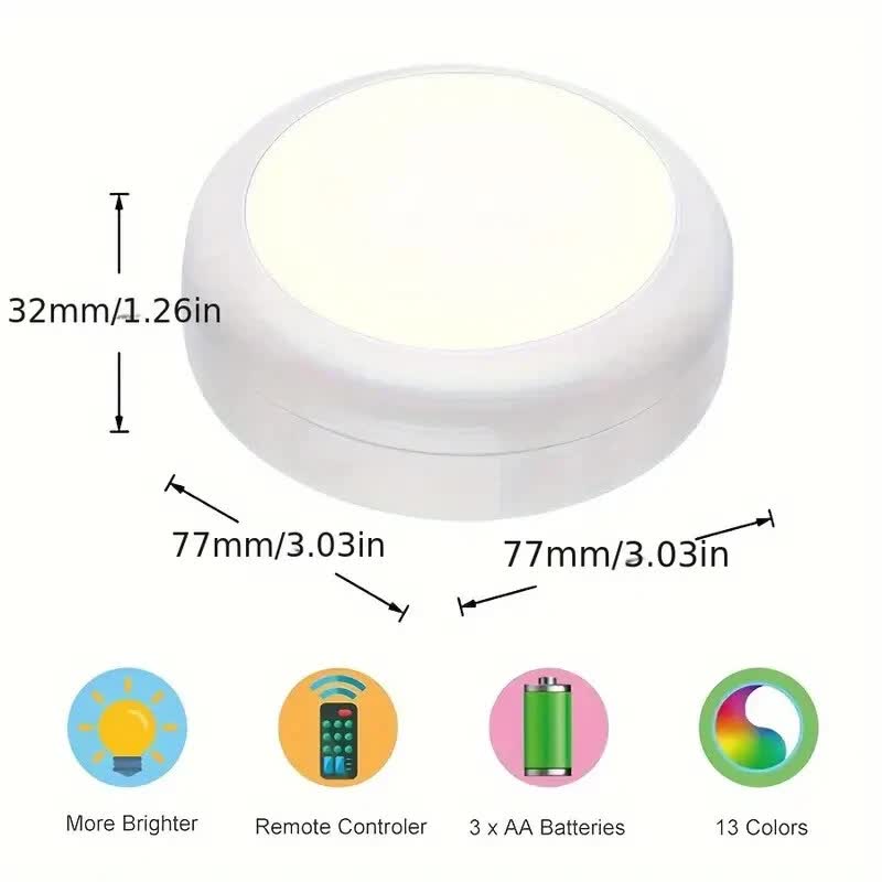 6 Pack RGBW LED Cabinet Lights, Remote Control, Battery Powered - Image 3