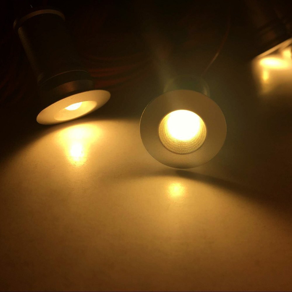 12V Under Cabinet LED Lights 9 Packs of Recessed Mini Downlights for Indoor with Hard Wired Cable and Connectors for Stair Step Furniture Showcase Lighting (Warm White) - Image 4