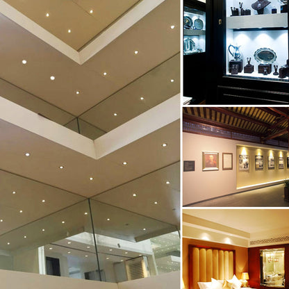12V Under Cabinet LED Lights 9 Packs of Recessed Mini Downlights with Hardwired Cable and Connectors for Indoor Cupboard Bookshelf Stair Lighting (Cool White) - Image 3