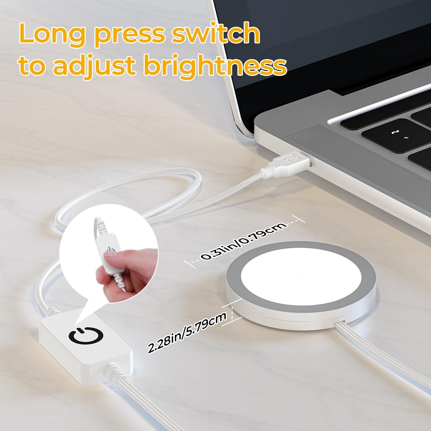 4 Pack Puck Lights 5V Single USB Powered,3 Color Temperature Adjustable & Dimmable Under Cabinet Light,3D Printer LED Lamp Kit for Cabinet,Wardrobe,Showcase - Image 3