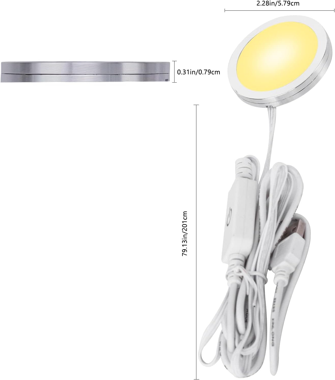 4 Pack Puck Lights 5V Single USB Powered,3 Color Temperature Adjustable & Dimmable Under Cabinet Light,3D Printer LED Lamp Kit for Cabinet,Wardrobe,Showcase - Image 6