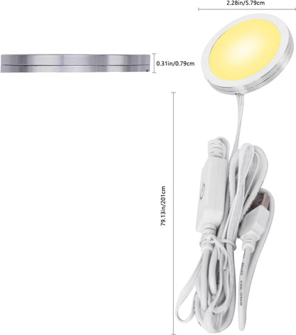 4 Pack Puck Lights 5V Single USB Powered,3 Color Temperature Adjustable & Dimmable Under Cabinet Light,3D Printer LED Lamp Kit for Cabinet,Wardrobe,Showcase - Image 6