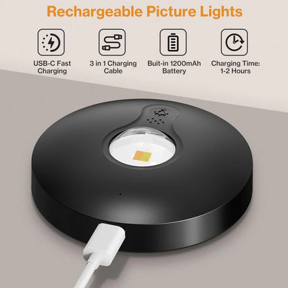 Rechargeable Picture Lights, 6 Pack Black Wireless Art Lights with Remote and Touch Control, 3 Colour Temperatures, Stepless Dimming, Magnetic Wall Lights for Paintings, Photos and Displays - Image 4