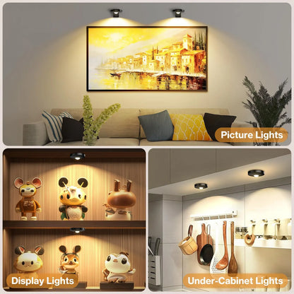 Rechargeable Picture Lights, 6 Pack Black Wireless Art Lights with Remote and Touch Control, 3 Colour Temperatures, Stepless Dimming, Magnetic Wall Lights for Paintings, Photos and Displays - Image 7
