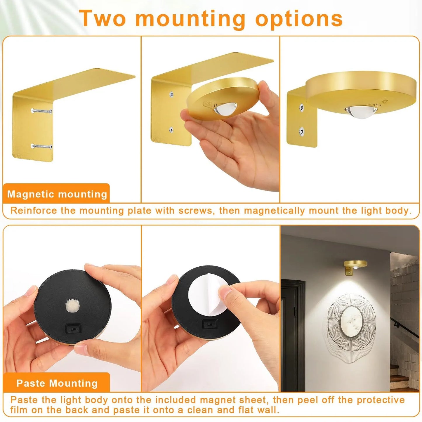 Rechargeable Picture Lights, 6 Pack Gold Wireless Art Lights with Remote and Touch Control, 3 Colour Temperatures, Stepless Dimming, Magnetic Wall Lights for Paintings, Photos and Displays - Image 7