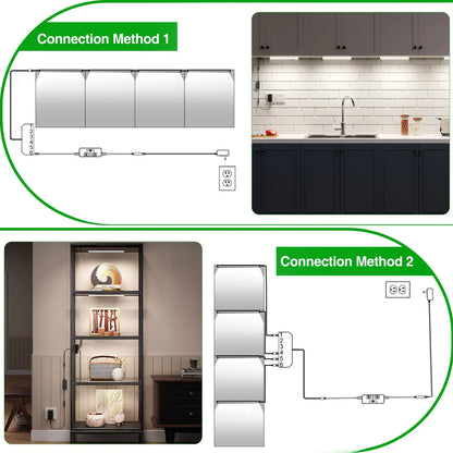 Under Cabinet Lighting, Timer & CCT 2700-6000K with Slider Dimmer, Plug-in 12Inch 12W Lights for Curio Cabinet, Kitchen, Bookshelf (4 Bars Kit) - Image 6