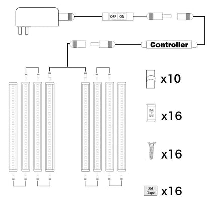 Dimmable LED Under Cabinet Lighting Bar, 12V Under Counter LED Light Strip Linkable Kit with Rocker Switch Kitchen,Showcase,Worktop, Shelf Lighting(8 Panel Kits Warmwhite) - Image 2