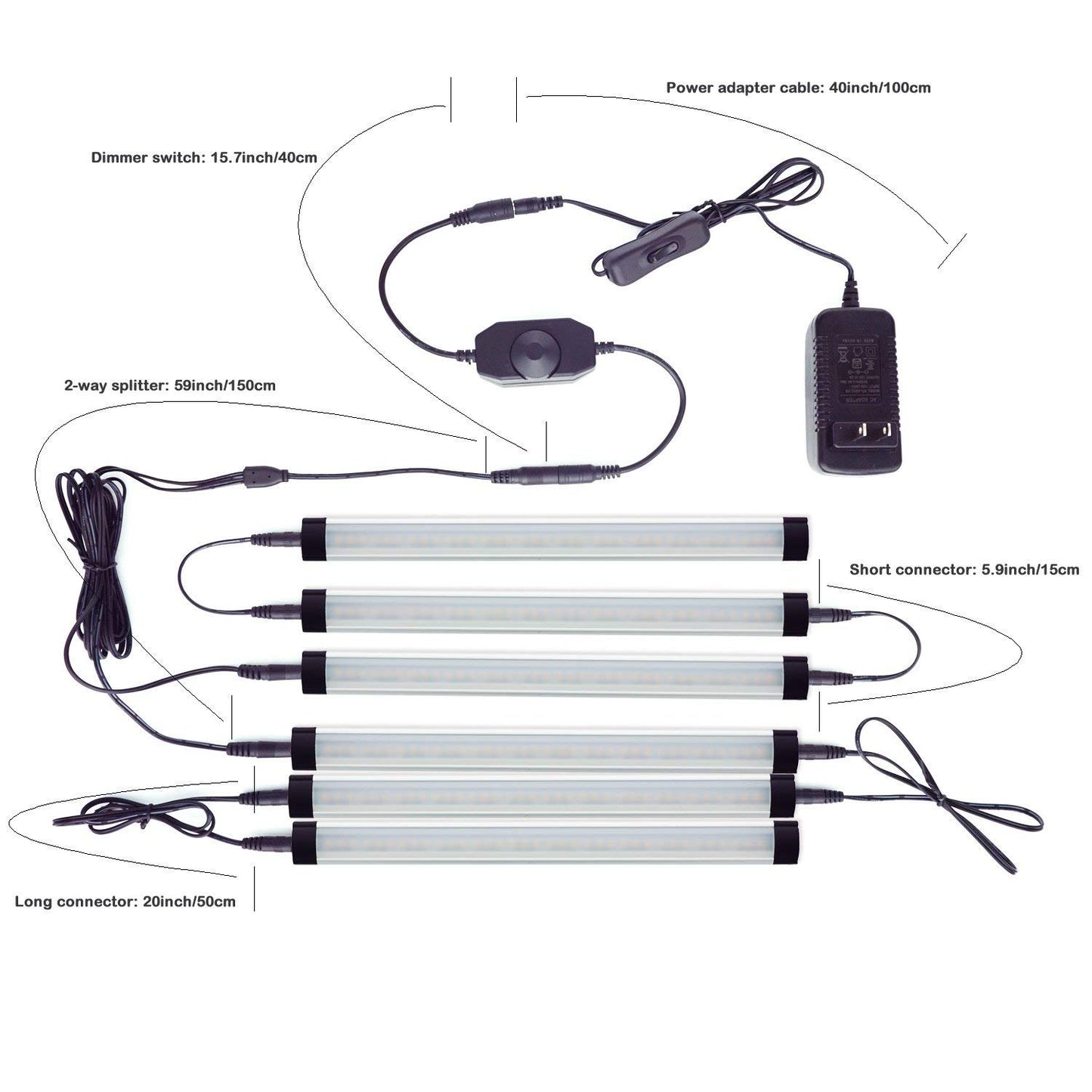 Dimmable LED Under Cabinet Lighting Bar, 12V Under Counter LED Light Strip Linkable Kit with Rocker Switch Kitchen,Showcase,Worktop, Shelf Lighting(8 Panel Kits Warmwhite) - Image 4