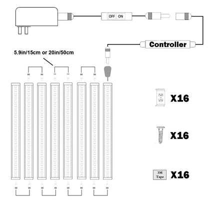 Dimmable LED Under Cabinet Lighting Bar, 12V Under Counter LED Light Strip Linkable Kit with Rocker Switch Kitchen,Showcase,Worktop, Shelf Lighting(8 Panel Kits Warmwhite) - Image 5