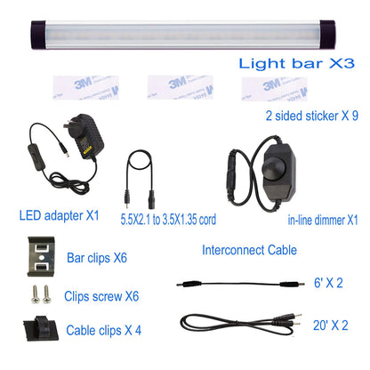 Dimmable Led Under Cabinet Lighting Bar Linkable Kits with Rocker Switch Under Counter Kitchen,Showcase,Shelf Lighting(3 Panel Kits Cold White) - Image 2