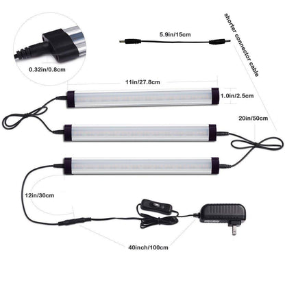 Dimmable Led Under Cabinet Lighting Bar Linkable Kits with Rocker Switch Under Counter Kitchen,Showcase,Shelf Lighting(3 Panel Kits Cold White) - Image 3