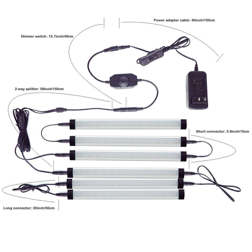 Dimmable Led Under Cabinet Lighting Bar Linkable Kits with Rocker Switch Under Counter Kitchen,Showcase,Shelf Lighting(6 Panel Kits Cold White) - Image 2