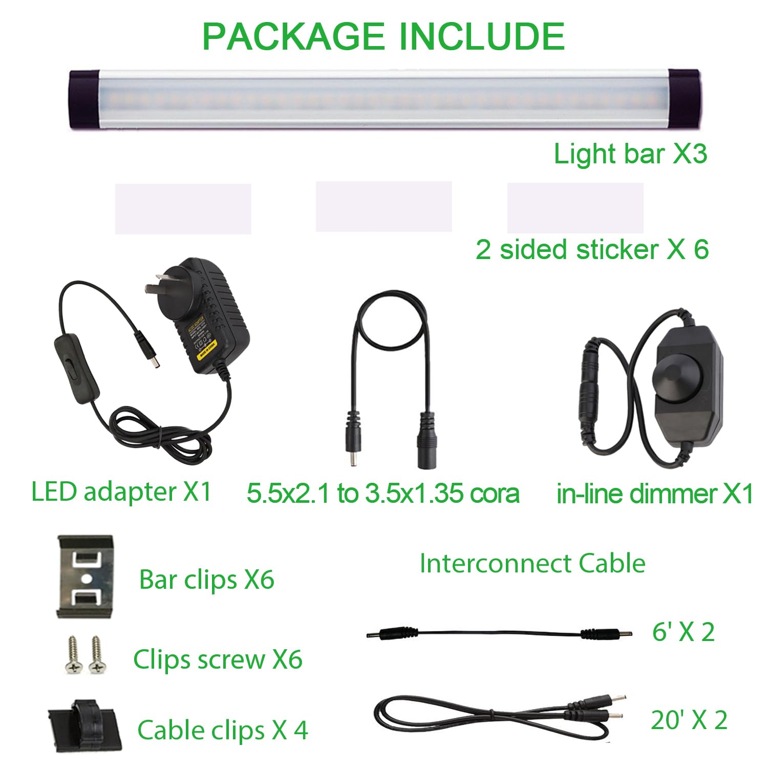 Dimmable Led Under Cabinet Lighting Bar Linkable Kits with Rocker Switch Under Counter Kitchen,Showcase,Shelf Lighting(3 Panel Kits Warm White) - Image 2