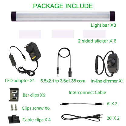 Dimmable Led Under Cabinet Lighting Bar Linkable Kits with Rocker Switch Under Counter Kitchen,Showcase,Shelf Lighting(3 Panel Kits Warm White) - Image 2