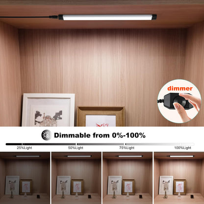Dimmable Led Under Cabinet Lighting Bar Linkable Kits with Rocker Switch Under Counter Kitchen,Showcase,Shelf Lighting(3 Panel Kits Warm White) - Image 3