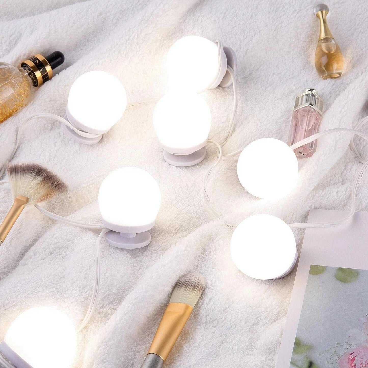 Hollywood LED Vanity Mirror Lights Kit,Stick on Dimmable Makeup Lights, 12V Mirror Lighting Strip Fixture for Vanity Dressing Table Set, Bedroom Wall Lights,CRI>90 (4000K Natural White,10 Bulbs) - Image 3