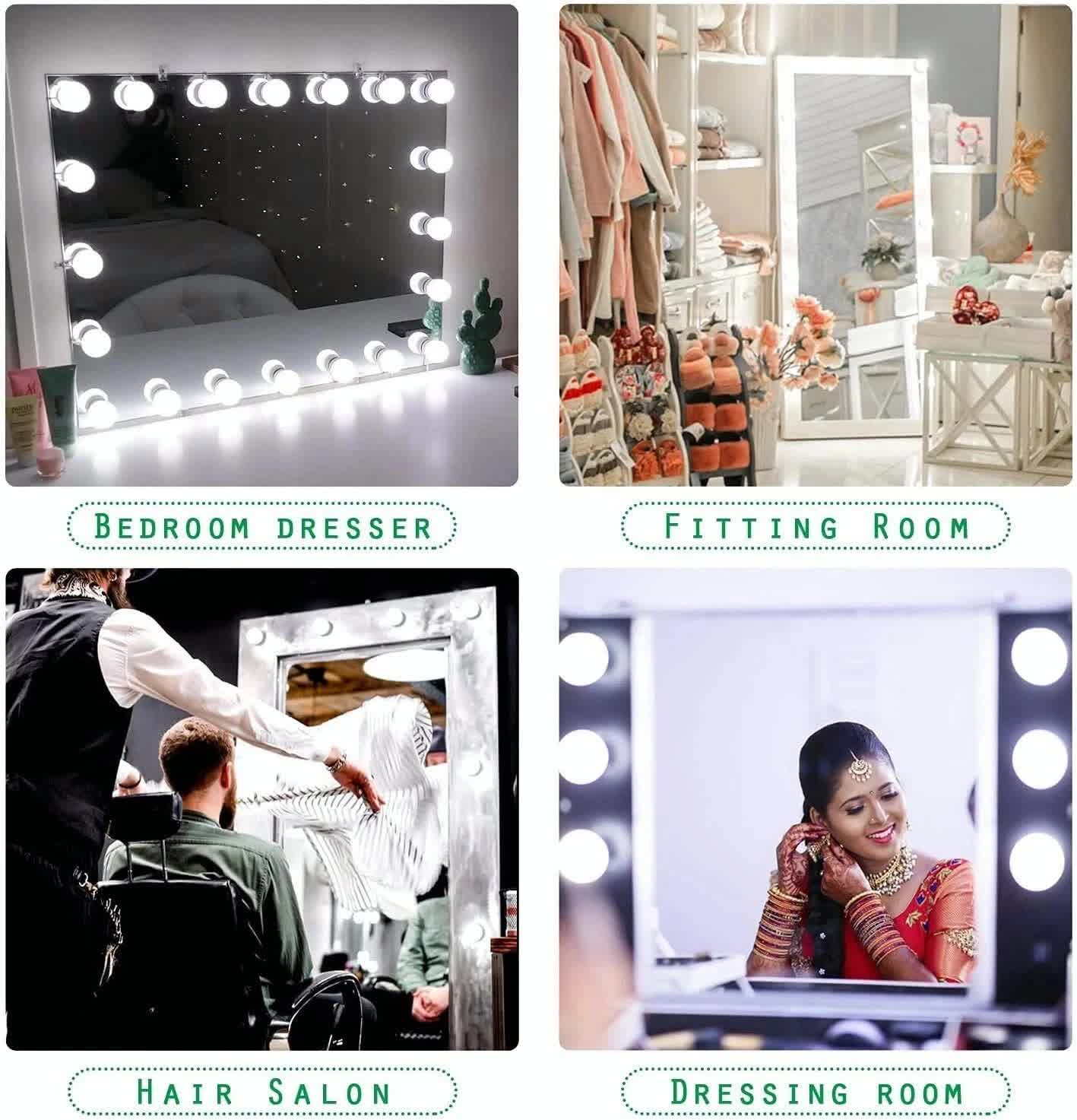 Hollywood LED Vanity Mirror Lights Kit,Stick on Dimmable Makeup Lights, 12V Mirror Lighting Strip Fixture for Vanity Dressing Table Set, Bedroom Wall Lights,CRI>90 (4000K Natural White,10 Bulbs) - Image 4