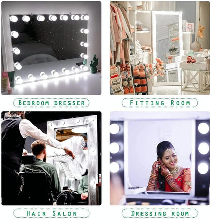 Hollywood LED Vanity Mirror Lights Kit,Stick on Dimmable Makeup Lights, 12V Mirror Lighting Strip Fixture for Vanity Dressing Table Set, Bedroom Wall Lights,CRI>90 (4000K Natural White,10 Bulbs) - Image 4