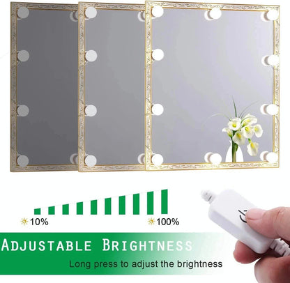 Hollywood LED Vanity Mirror Lights Kit,Stick on Dimmable Makeup Lights, 12V Mirror Lighting Strip Fixture for Vanity Dressing Table Set, Bedroom Wall Lights,CRI>90 (4000K Natural White,10 Bulbs) - Image 6