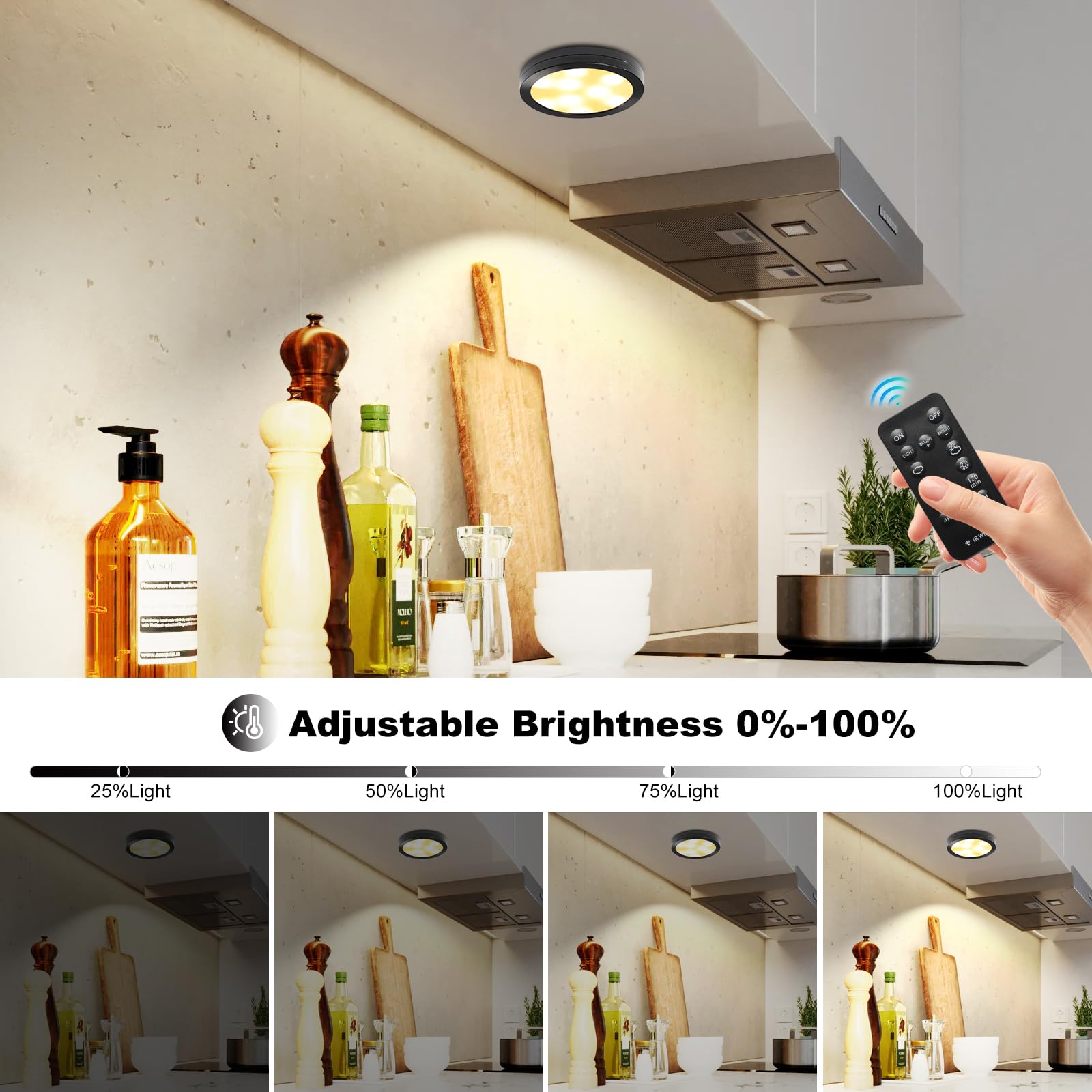 3 Pack Smart Under Cabinet Lights Hardwired,Dimmable LED Light for Kitchen Under Cabinet with Alexa Google Remote APP Control for Under Counter Lights for Cabinet Closets(Warm White) - Image 4