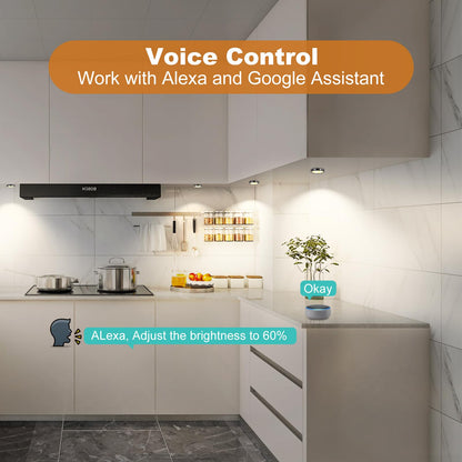 3 Pack Smart Under Cabinet Lights Hardwired,Dimmable LED Light for Kitchen Under Cabinet with Alexa Google Remote APP Control for Under Counter Lights for Cabinet Closets(Warm White) - Image 6