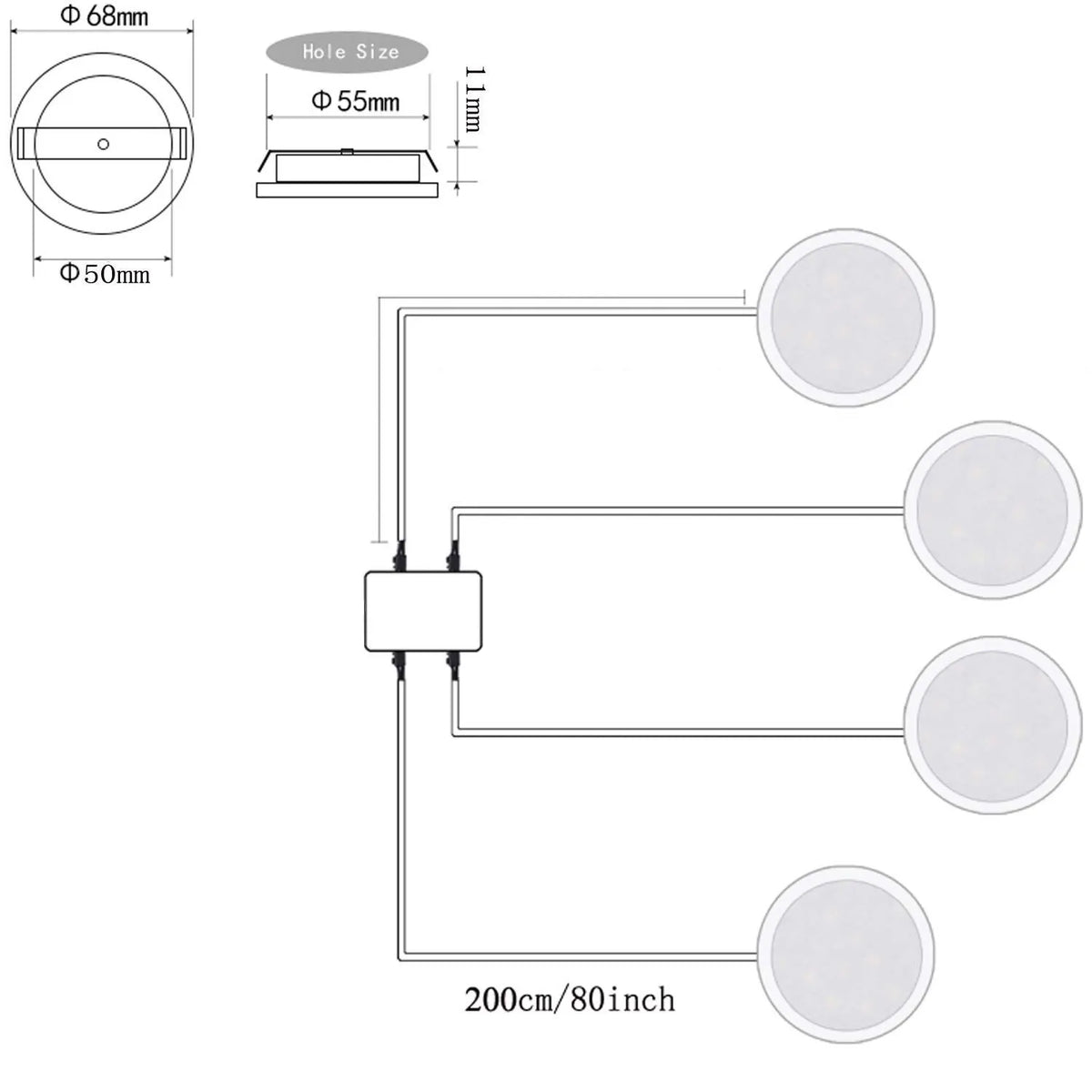 RV Interior Lights AIBOO Super Slim LED Ceiling Lights DC12V 2W 200LM Full Aluminum RV Recessed Lighting for Camper Van Motorhome Sailboat Houseboat 2700K Warm White(4 Pack) - Image 4