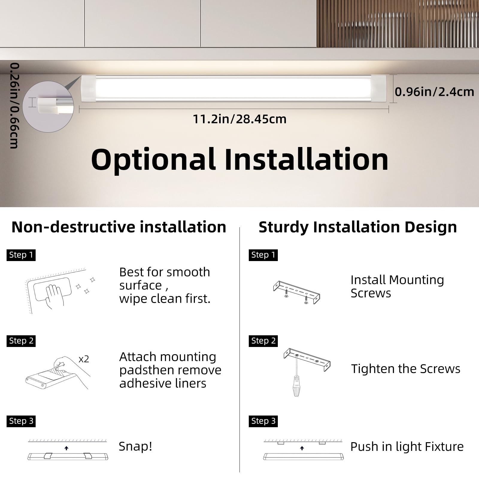 LED Under Cabinet Kitchen Lights for Motion Sensor Light,Dimmable 4000K Under Cupboard Light,Under Counter Light with Automatic Shut Off Timer (Natural White) [Energy Class E] - Image 3