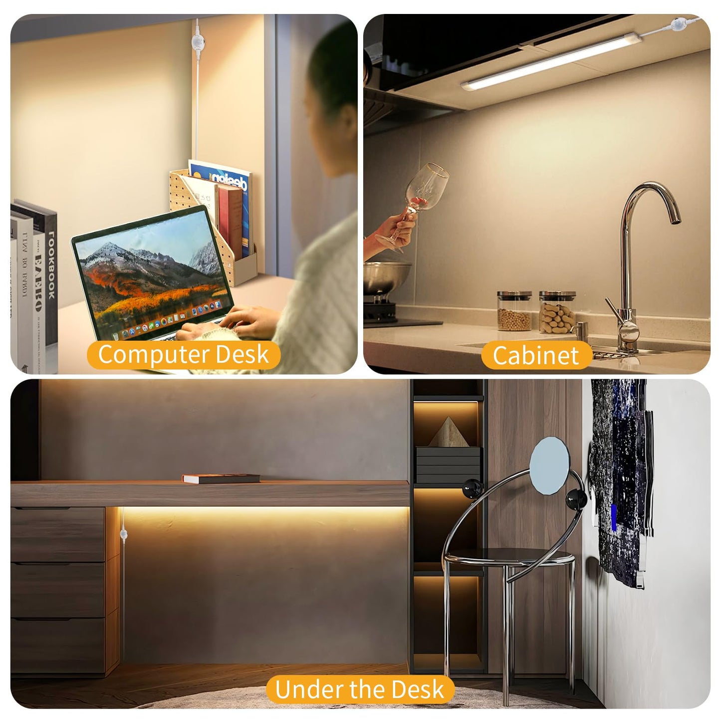 LED Under Cabinet Kitchen Lights for Motion Sensor Light,Dimmable 4000K Under Cupboard Light,Under Counter Light with Automatic Shut Off Timer (Natural White) [Energy Class E] - Image 7
