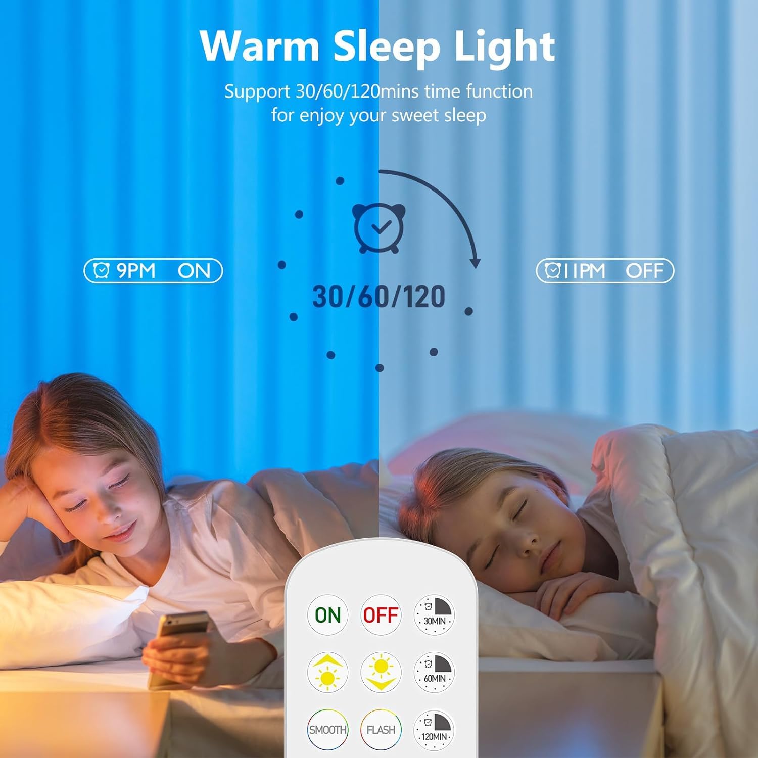 Battery Operated Light Bulbs, 5000mAh Rechargeable Light Bulb Set of 2 with Remote, 3 Colors 10 Levels Dimmable Fabric Wireless Sconces Light Bulb with Timer for Bedroom Living Room - Image 8