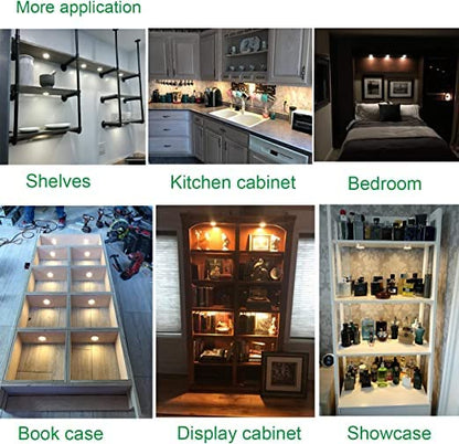 Linkable Under Cabinet LED Lighting 12V Dimmable Puck Lights Hardwired with Wireless RF Remote Control for Kitchen Mood Lighting(6 Lights, Warm White) - Image 7