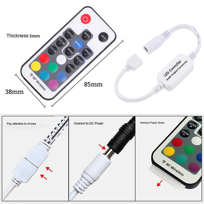 Mini Remote Controller for RGB Color LED Strip Lights, RF Dimmer for 12V DC LED Ribbon, LED Neon Sign, Wireless Remote Control for Dimmable 3528 5050 Under Cabinet Puck Lights(RGB) - Image 3