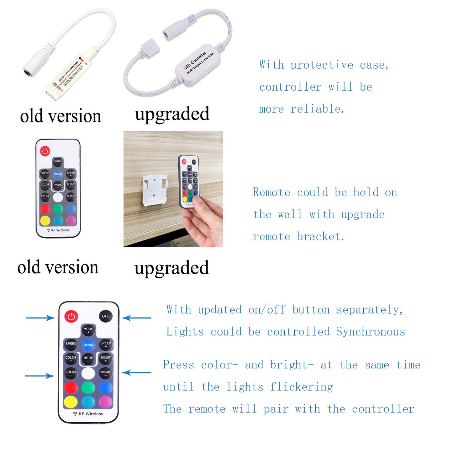 Mini Remote Controller for RGB Color LED Strip Lights, RF Dimmer for 12V DC LED Ribbon, LED Neon Sign, Wireless Remote Control for Dimmable 3528 5050 Under Cabinet Puck Lights(RGB) - Image 5