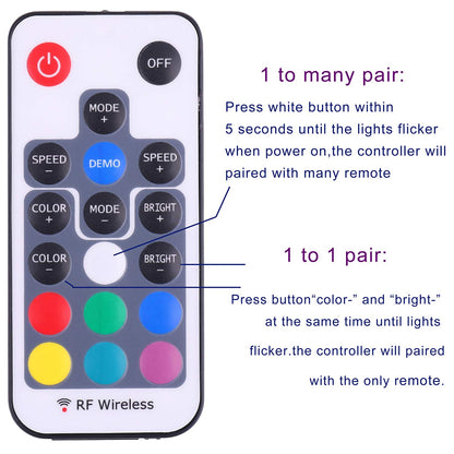 Mini Remote Controller for RGB Color LED Strip Lights, RF Dimmer for 12V DC LED Ribbon, LED Neon Sign, Wireless Remote Control for Dimmable 3528 5050 Under Cabinet Puck Lights(RGB) - Image 6