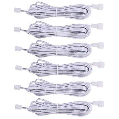 Extension Cables 9.84FT LED Under Cabinet Puck Lighting, 2-Pin Male and Female Cable Connector Extension Cords for Led Puck Lights with White Cords (6 Pack) 2-PIN ONLY