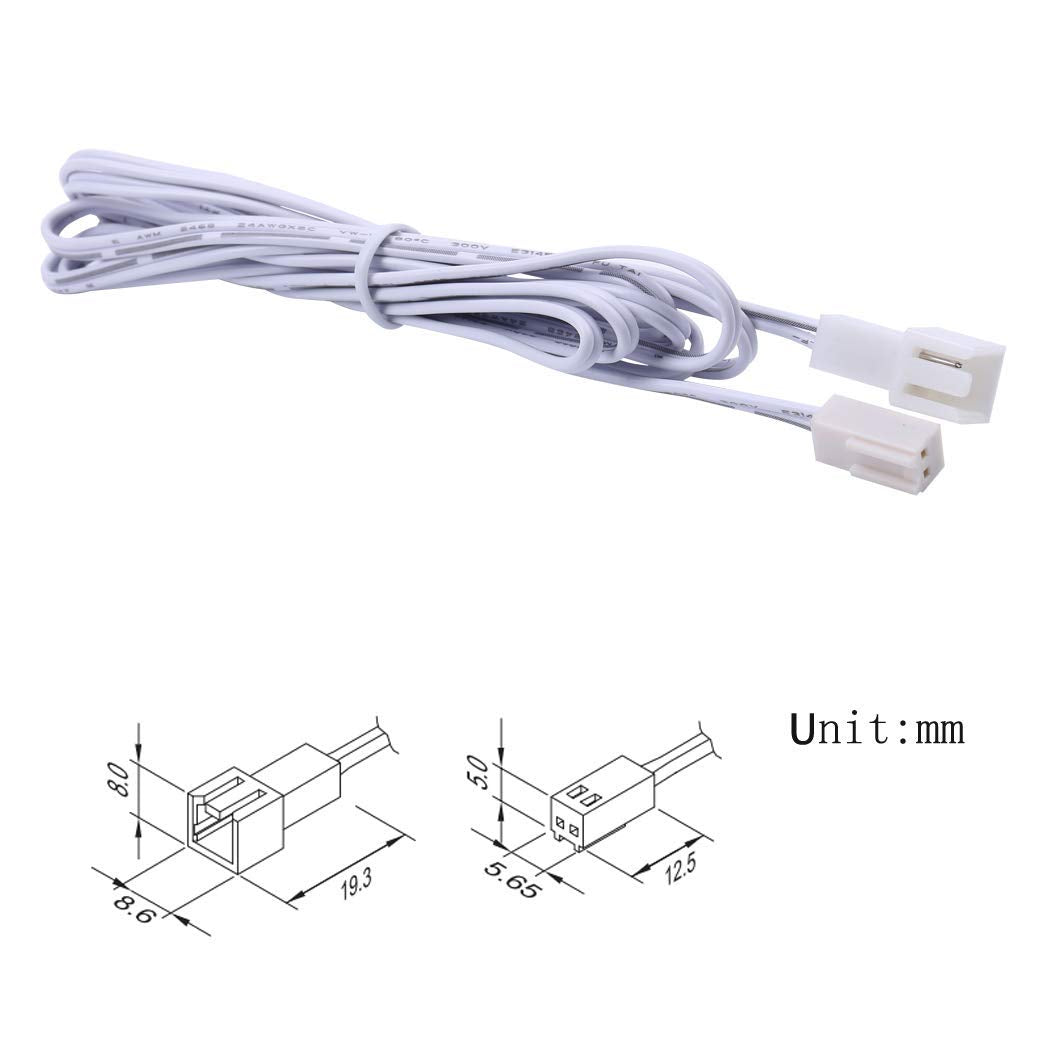 Extension Cables 9.84FT LED Under Cabinet Puck Lighting, 2-Pin Male and Female Cable Connector Extension Cords for Led Puck Lights with White Cords (6 Pack) 2-PIN ONLY - Image 3