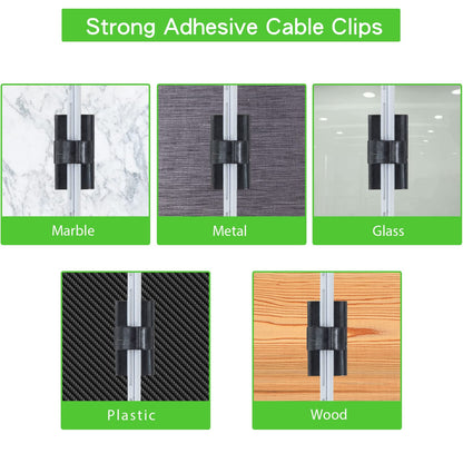 100PCS Cable Clips Black, AIBOO Upgraded Wire Clips Adhesive with 50PCS Small Size & 50PCS Large Size Cable Straps, Mini Cable Wire Management for Handling Under Cabinet Lighting with Cords - Image 3