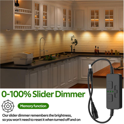 Single Color Slider Dimmer with Timer - PWM 1pc DC 5V/12V/24V LED Controller, 36W Max, Slide Brightness Control & Auto-Off for LED Strip Lights, Closet, Counter, Aquarium Lighting (Black) - Image 3