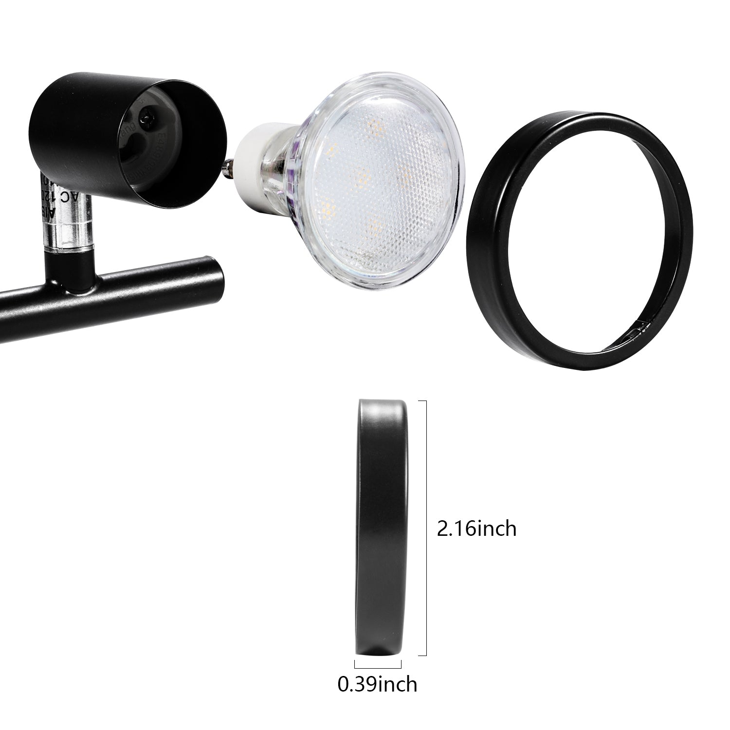 6 Pack GU10/MR16 Bulb Decorative Trim Rings, Heat Insulation Anti-Scald Protective Rings for Track Lighting, Snap-On Spring-Loaded Design (Matte Black) - Image 2