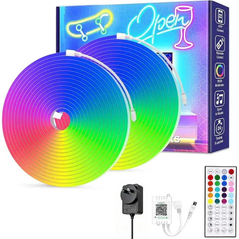 32.8ft LED Neon Rope Lights with APP/Remote Control,Flexible DIY Design,Music Sync Neon Lights for Wall Decor,Outdoor IP67 Waterproof, RGB Rope LED Lights for Bedroom,Livingroom,Gaming,Party