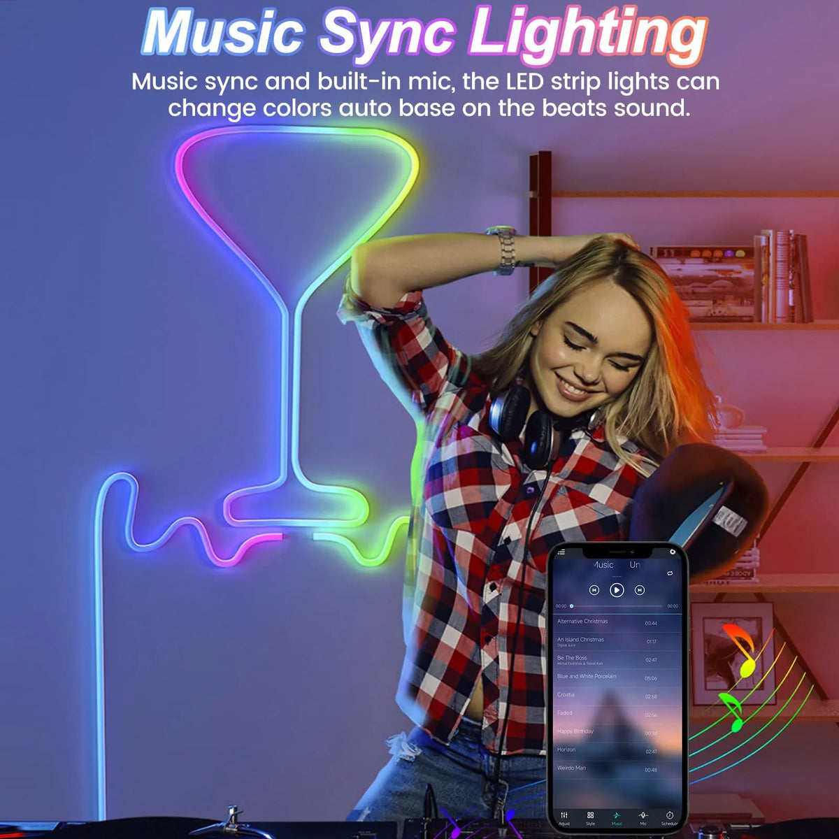 32.8ft LED Neon Rope Lights with APP/Remote Control,Flexible DIY Design,Music Sync Neon Lights for Wall Decor,Outdoor IP67 Waterproof, RGB Rope LED Lights for Bedroom,Livingroom,Gaming,Party - Image 2