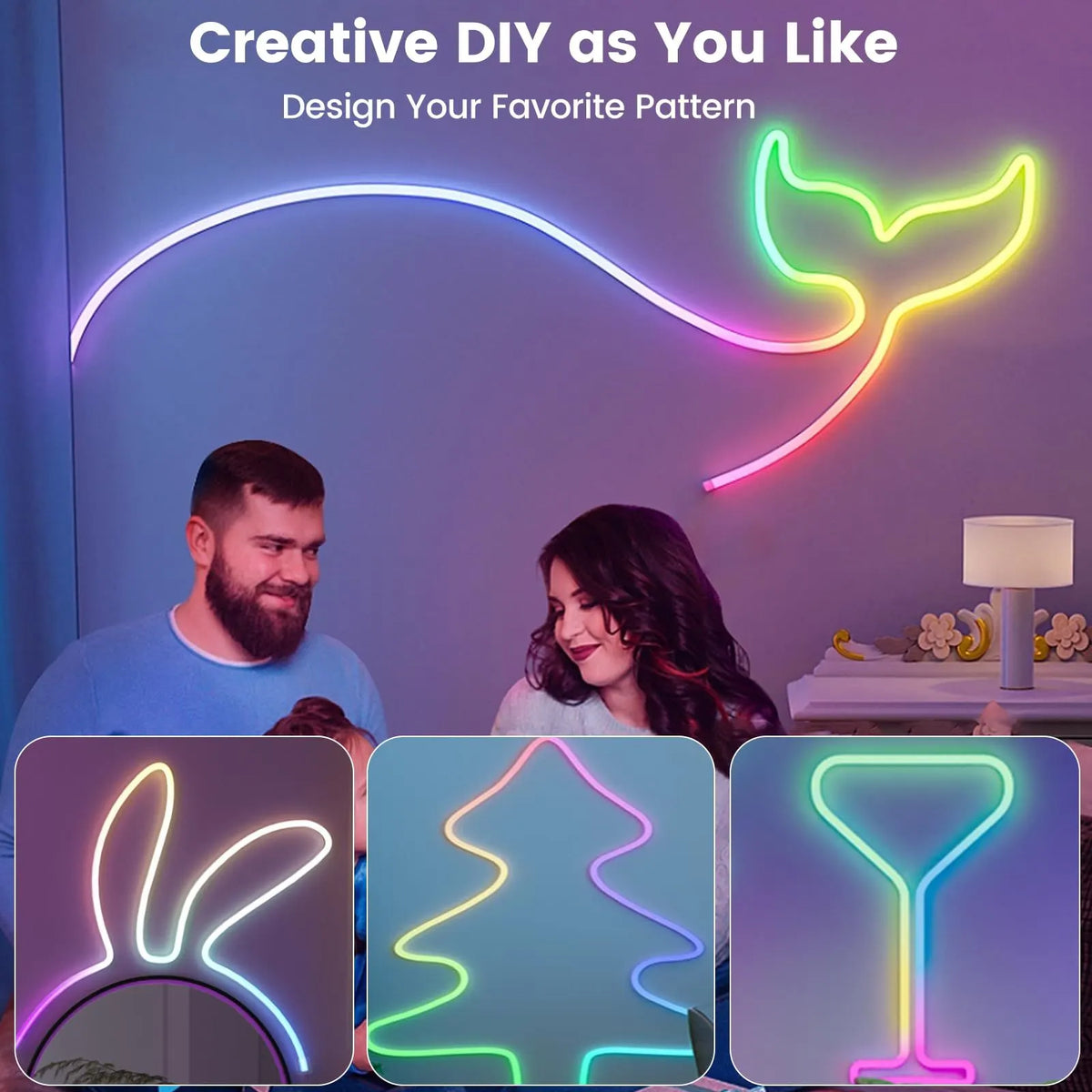 32.8ft LED Neon Rope Lights with APP/Remote Control,Flexible DIY Design,Music Sync Neon Lights for Wall Decor,Outdoor IP67 Waterproof, RGB Rope LED Lights for Bedroom,Livingroom,Gaming,Party - Image 3
