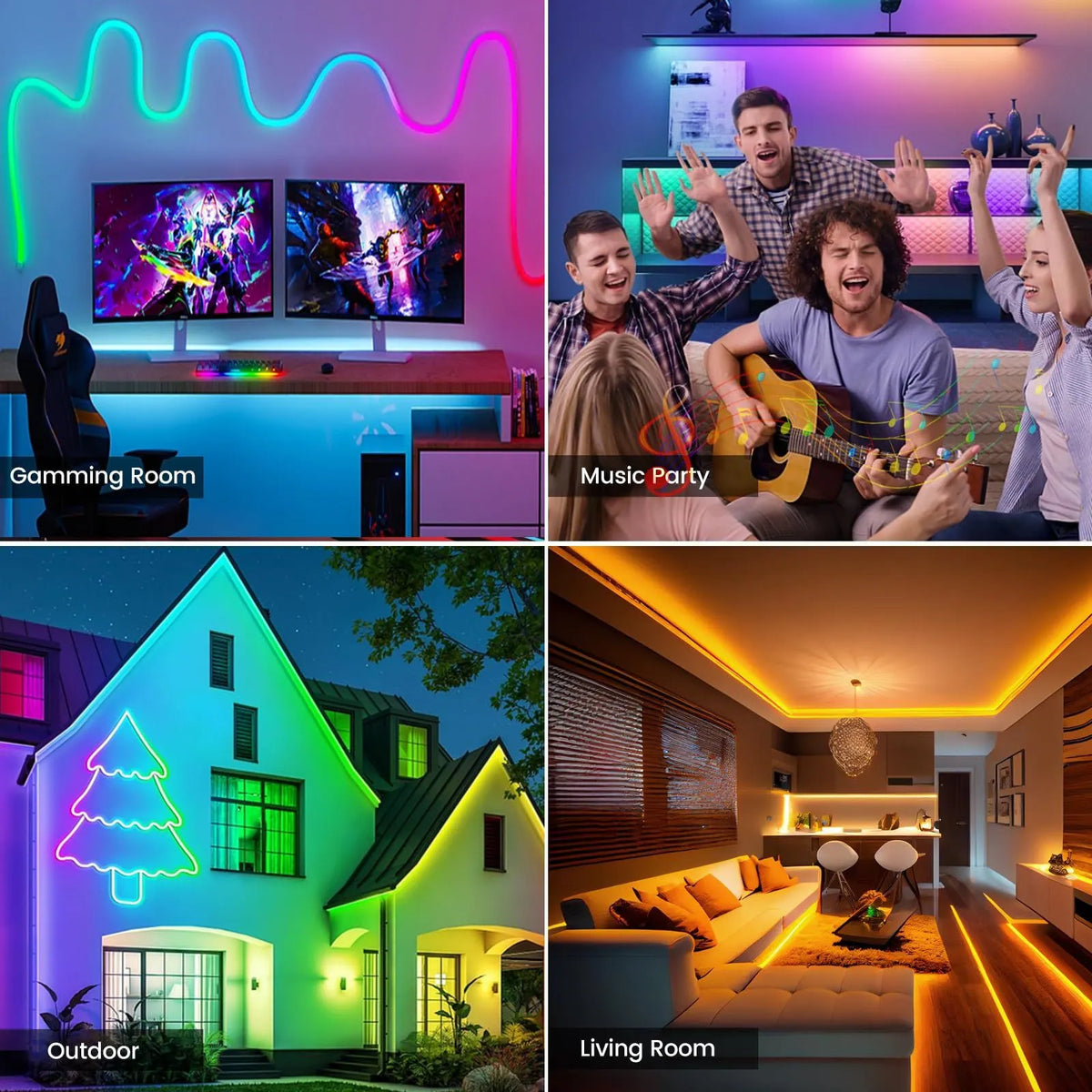 32.8ft LED Neon Rope Lights with APP/Remote Control,Flexible DIY Design,Music Sync Neon Lights for Wall Decor,Outdoor IP67 Waterproof, RGB Rope LED Lights for Bedroom,Livingroom,Gaming,Party - Image 4