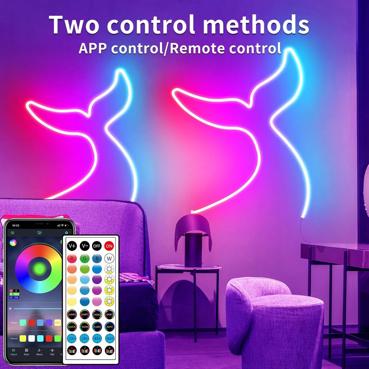 32.8ft LED Neon Rope Lights with APP/Remote Control,Flexible DIY Design,Music Sync Neon Lights for Wall Decor,Outdoor IP67 Waterproof, RGB Rope LED Lights for Bedroom,Livingroom,Gaming,Party - Image 5