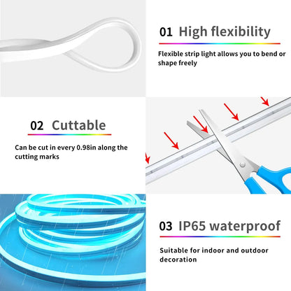 32.8ft LED Neon Rope Lights with APP/Remote Control,Flexible DIY Design,Music Sync Neon Lights for Wall Decor,Outdoor IP67 Waterproof, RGB Rope LED Lights for Bedroom,Livingroom,Gaming,Party - Image 7