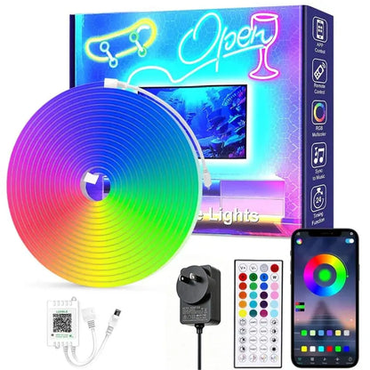 16.4FT Led Neon Rope Lights with APP/Remote Control, Flexible DIY Design, Music Sync Neon Lights for Wall Decor, Outdoor IP67 Waterproof, RGB LED Strip Lights for Bedroom, Living, Gaming, Party