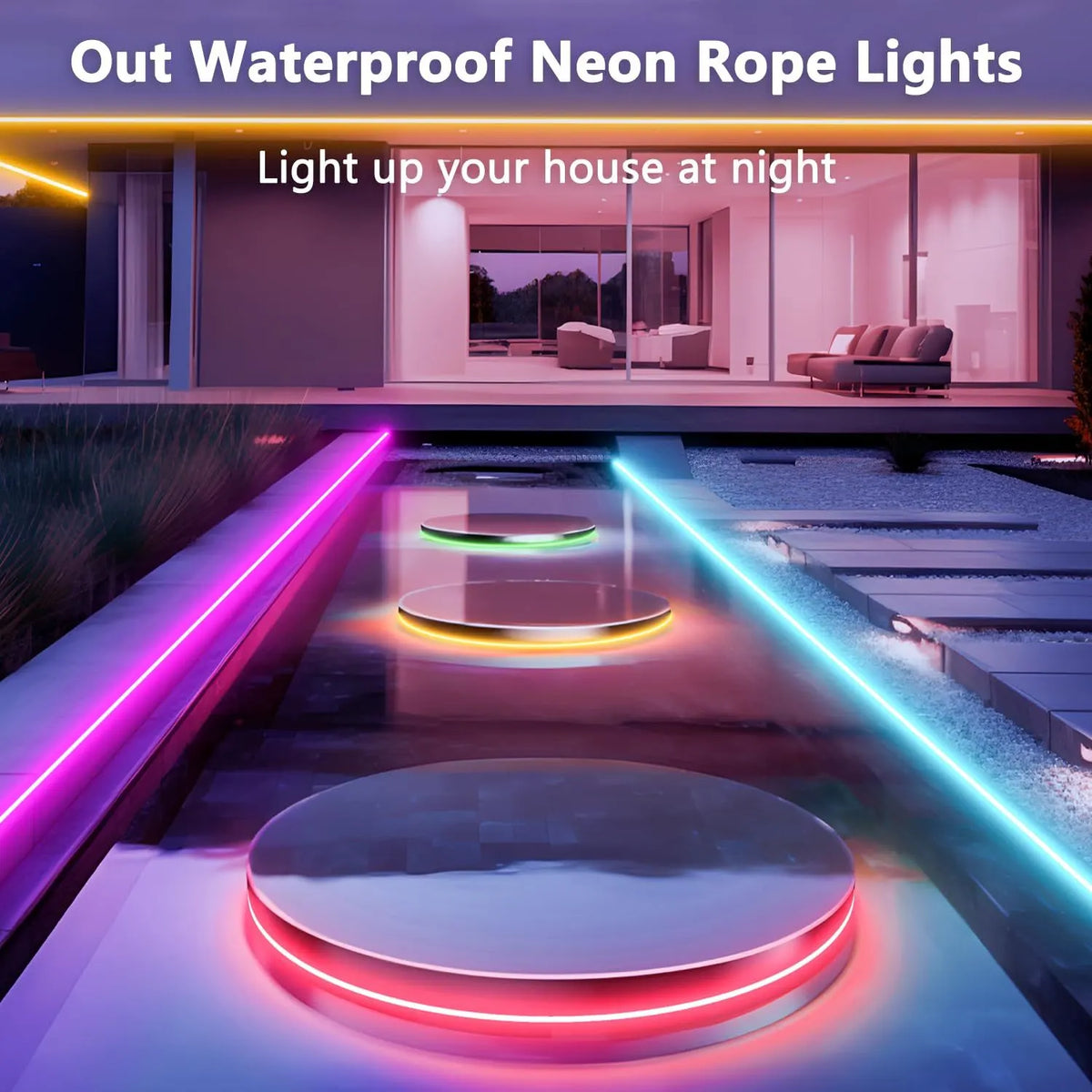 16.4FT Led Neon Rope Lights with APP/Remote Control, Flexible DIY Design, Music Sync Neon Lights for Wall Decor, Outdoor IP67 Waterproof, RGB LED Strip Lights for Bedroom, Living, Gaming, Party - Image 6