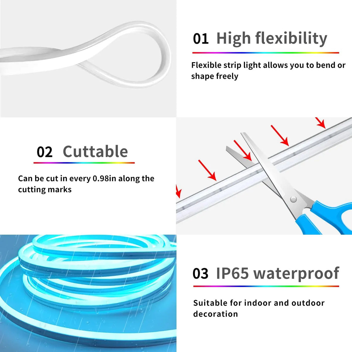 16.4FT Led Neon Rope Lights with APP/Remote Control, Flexible DIY Design, Music Sync Neon Lights for Wall Decor, Outdoor IP67 Waterproof, RGB LED Strip Lights for Bedroom, Living, Gaming, Party - Image 8