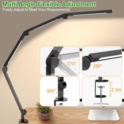 LED Desk Lamp,Foldable Table Lamp for Computer and Desktop,Flexible Clamp on Desk Lamps,Black Portable Desk Lamp for Home Office Reading,Working,Computer Desk,Study Lamp for Kids - Image 2